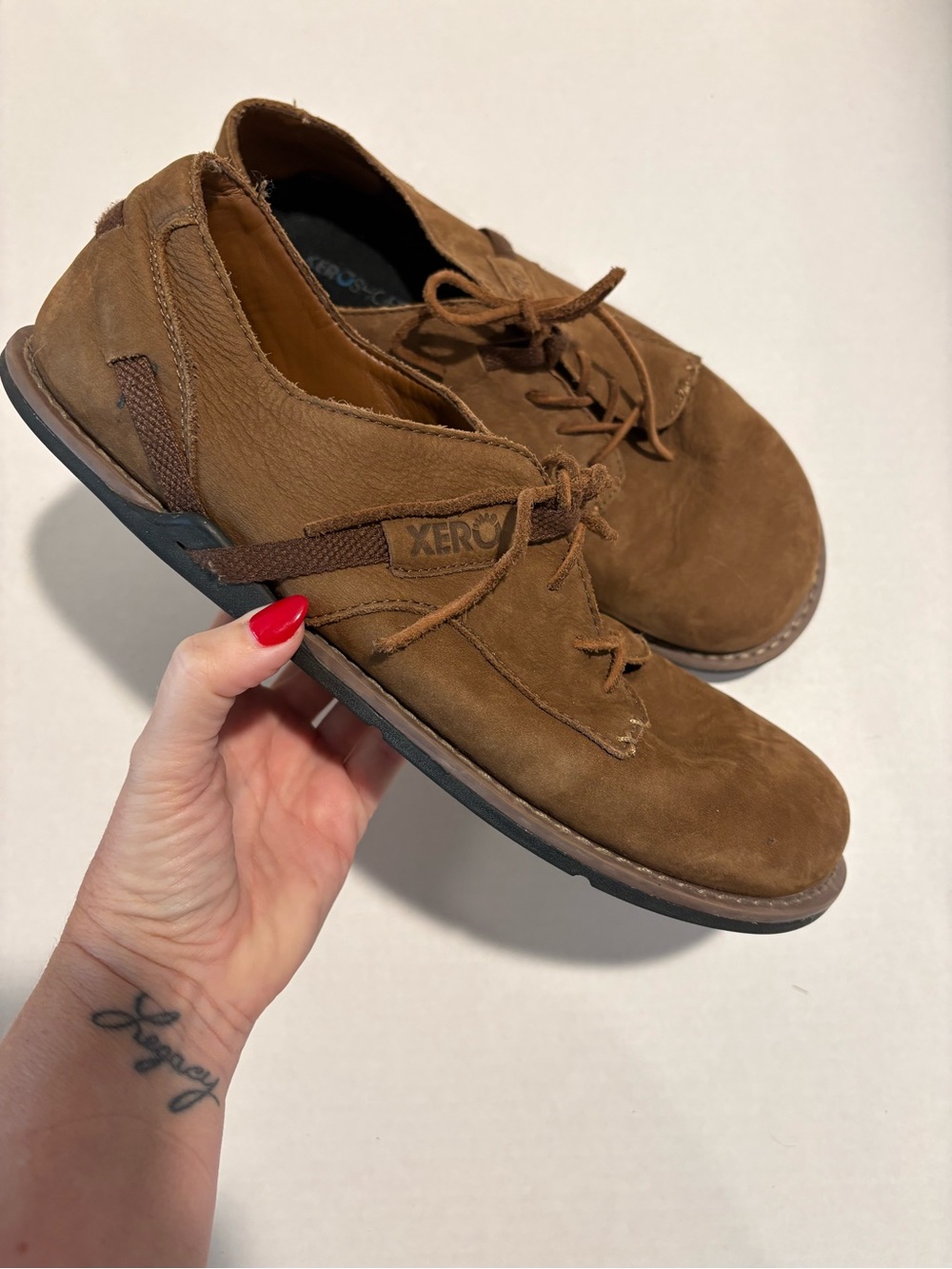 Barefoot-friendly brown leather Xero Shoes “Alston” casual Oxford shoes